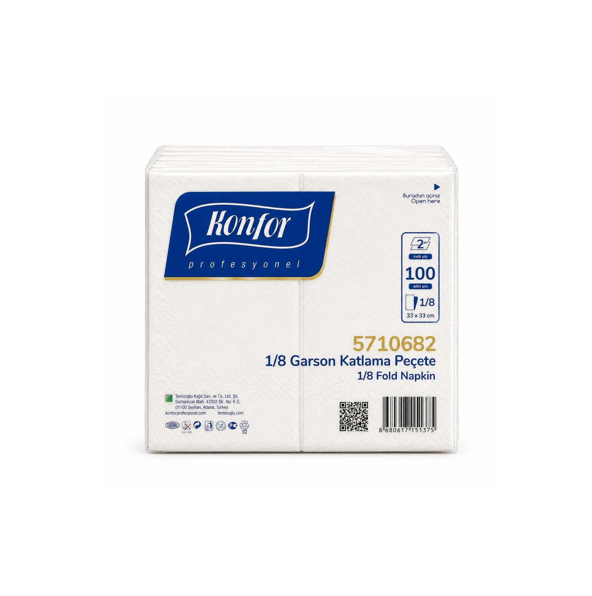 Konfor Professional 1/8 Fold Dinner Napkin