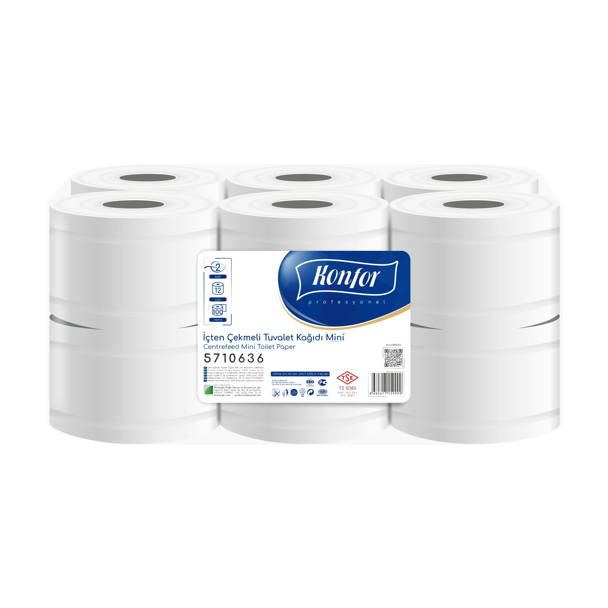 Konfor Professional Centrefeed Toilet Paper 100 m 12 Roll