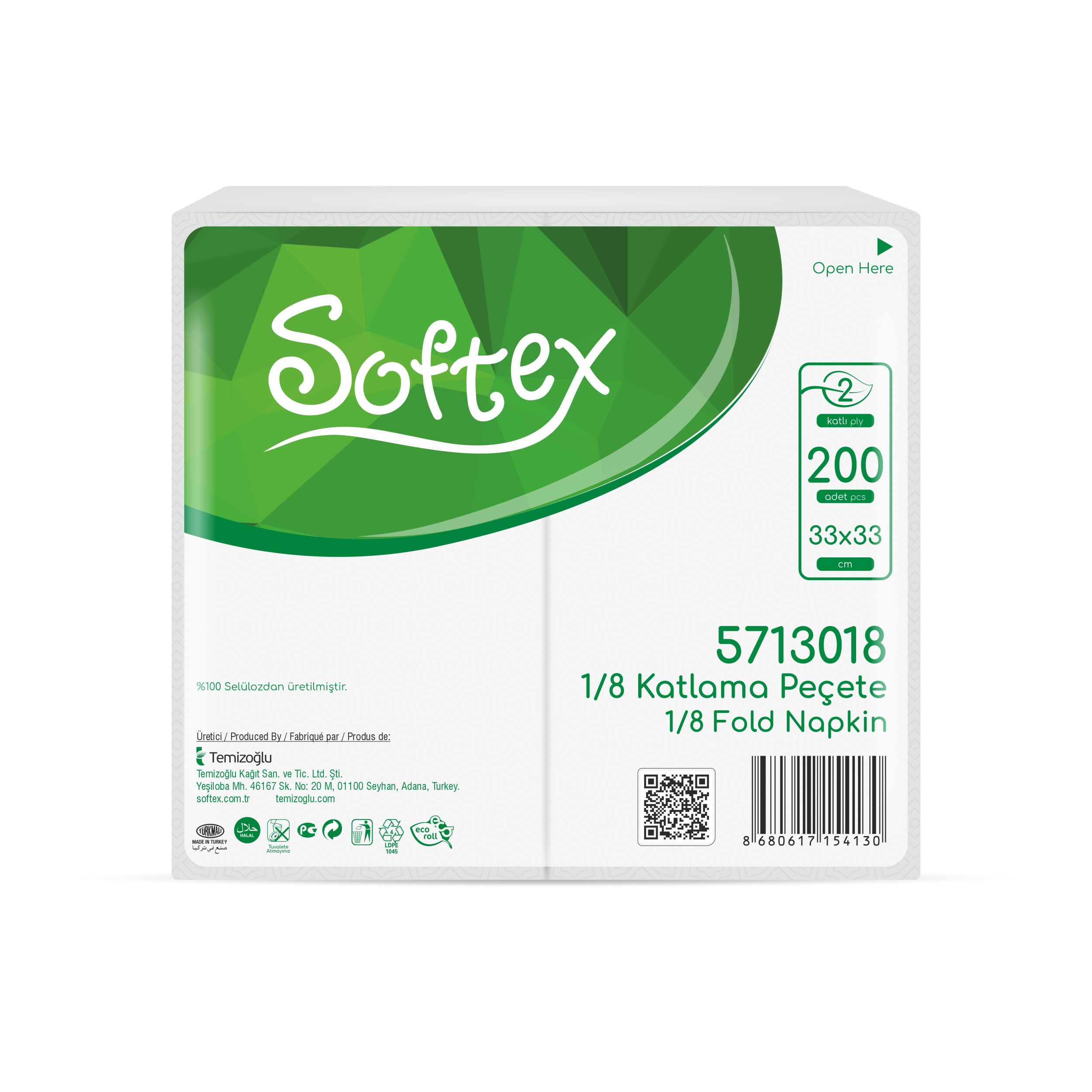 Softex 1/8 Fold Napkin 20*200 Pcs