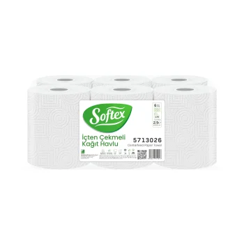 Softex Papierhandtuchrolle mit Innenzug, 6 Rollen Softex Papierhandtuchrolle mit Innenzug, 6 Rollen