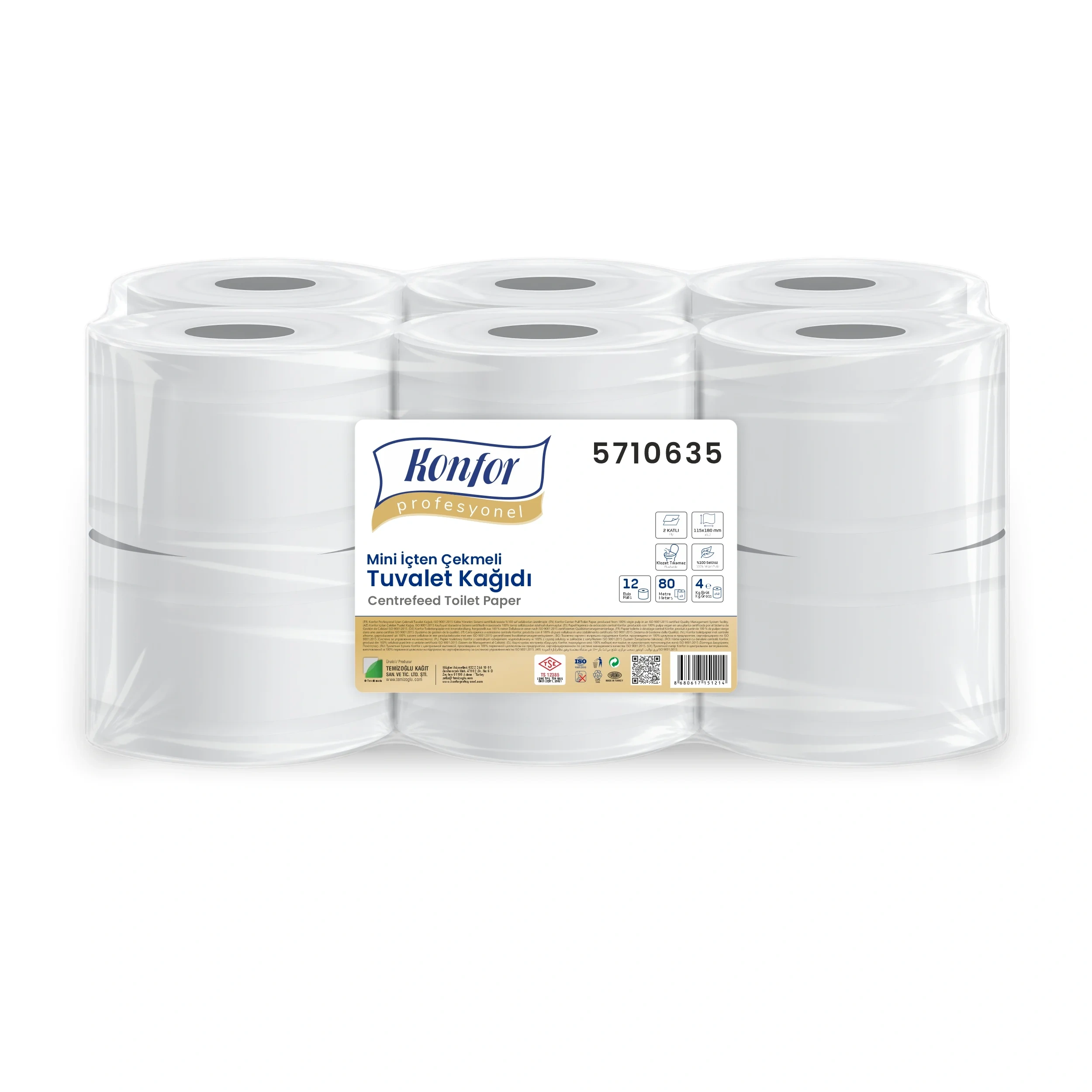 Konfor Profesyonel Mini Toilettenpapier mit innenliegendem Auszug