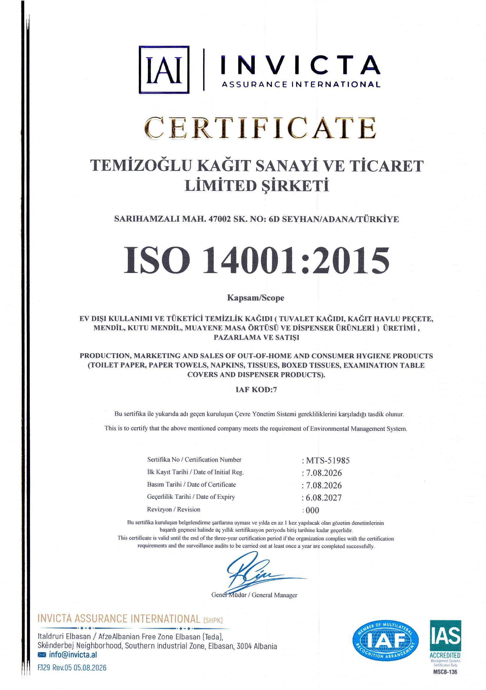 ISO 14001:2015 Environmental Management System