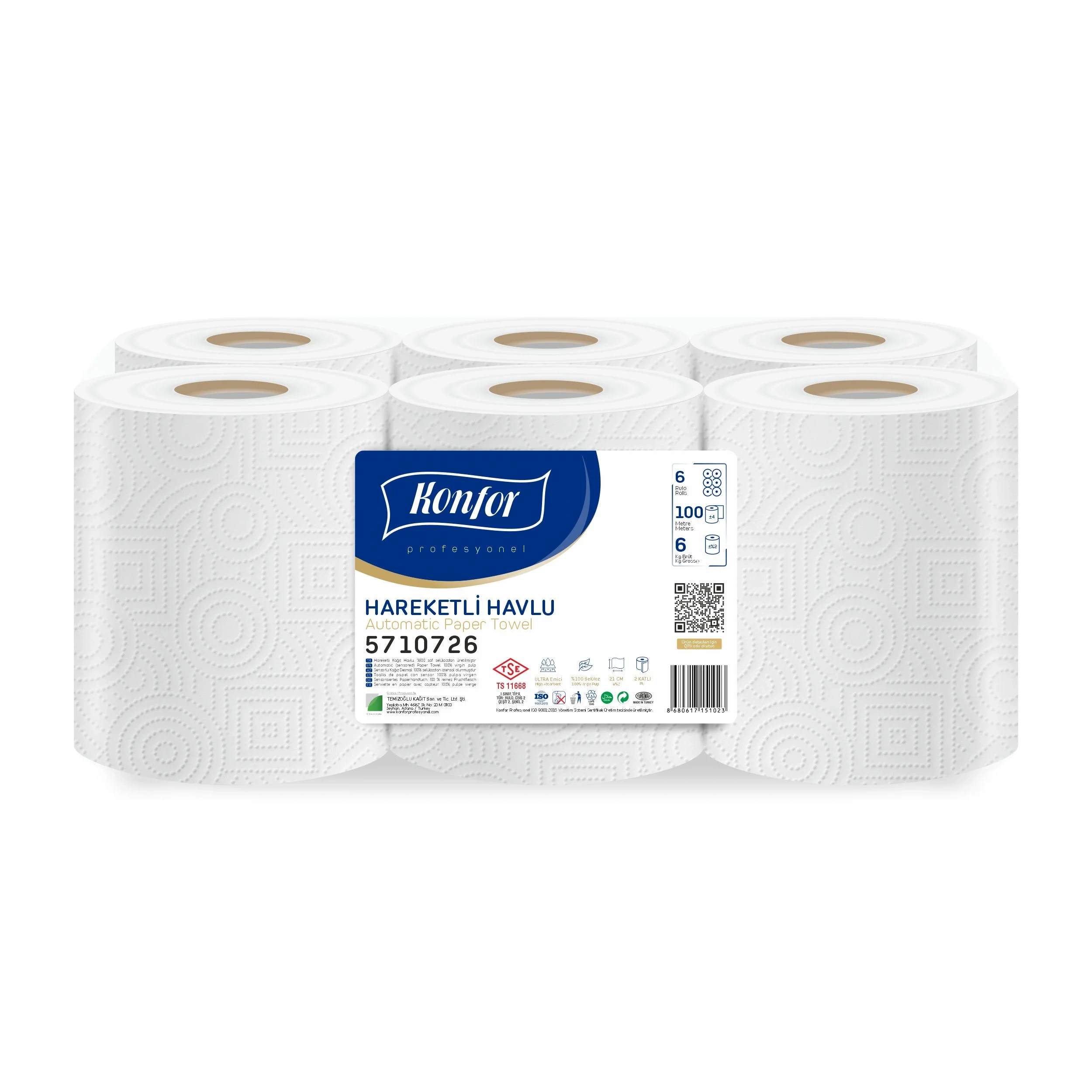 Konfor Profesyonel Hareketli Havlu 100 metre 21 cm